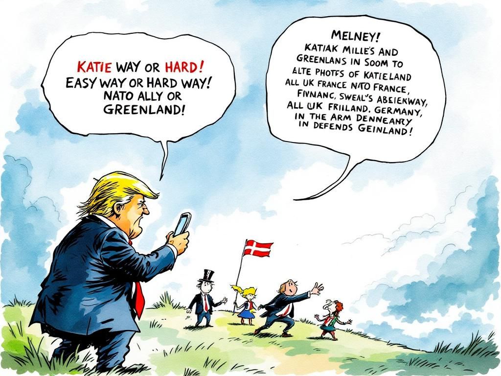 Trumpy-Wumpy threatening easy way or hard way on Greenland, Katie Milly posting SOON with US flag over Greenland